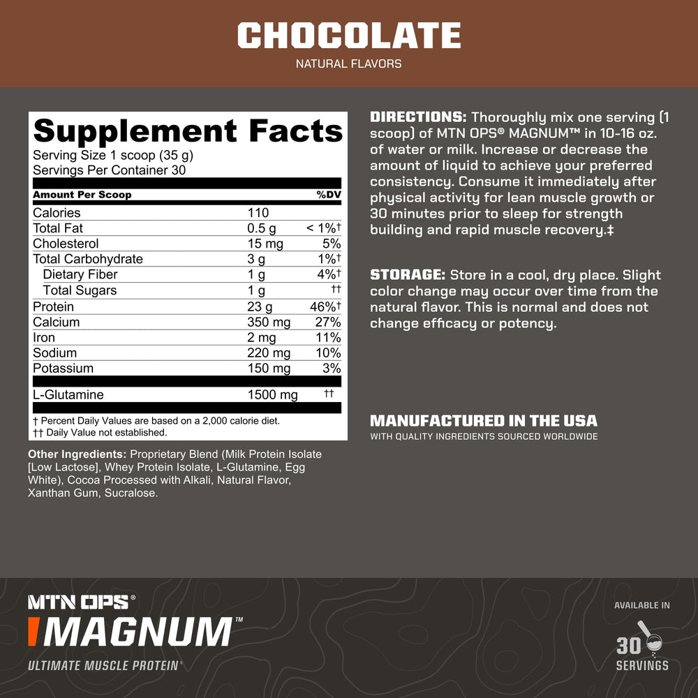 MTN OPS Magnum shaker ready with chocolate shake after workout.