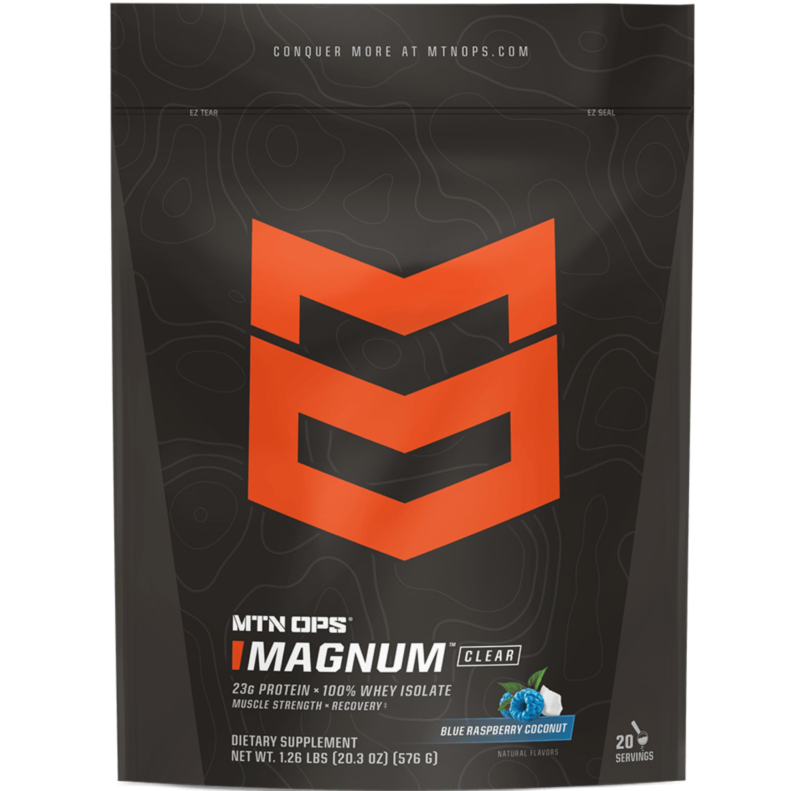MTN OPS Magnum Clear Whey bottle ready for a post-workout shake.