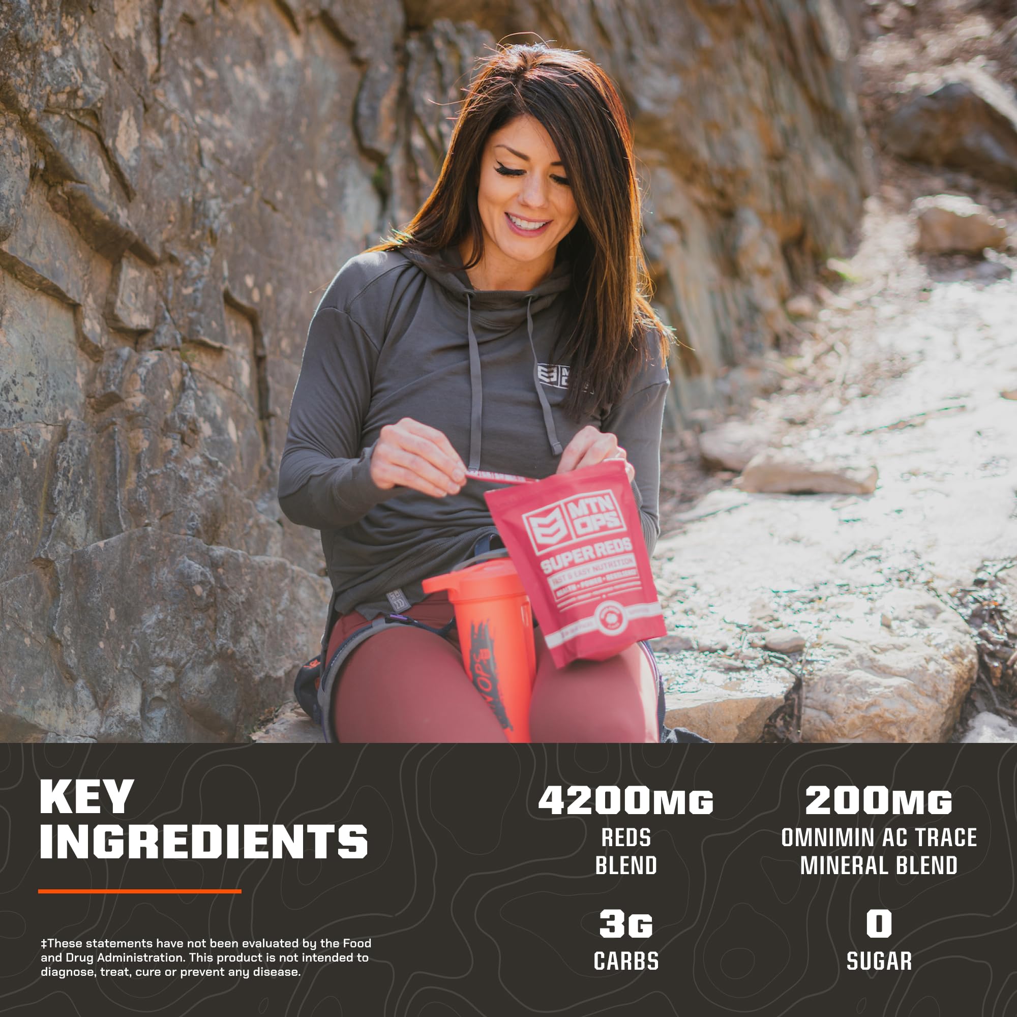 MTN OPS Reds nutrition facts label highlights ingredients