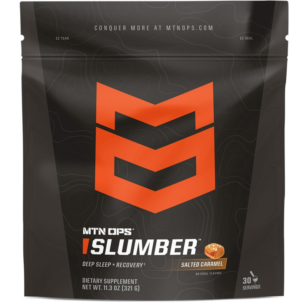 MTN OPS Slumber bottle front label highlighting sleep-support formula.
