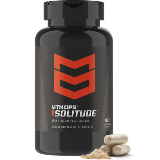 MTN OPS Solitude bottle front view showcasing altitude-support formula.