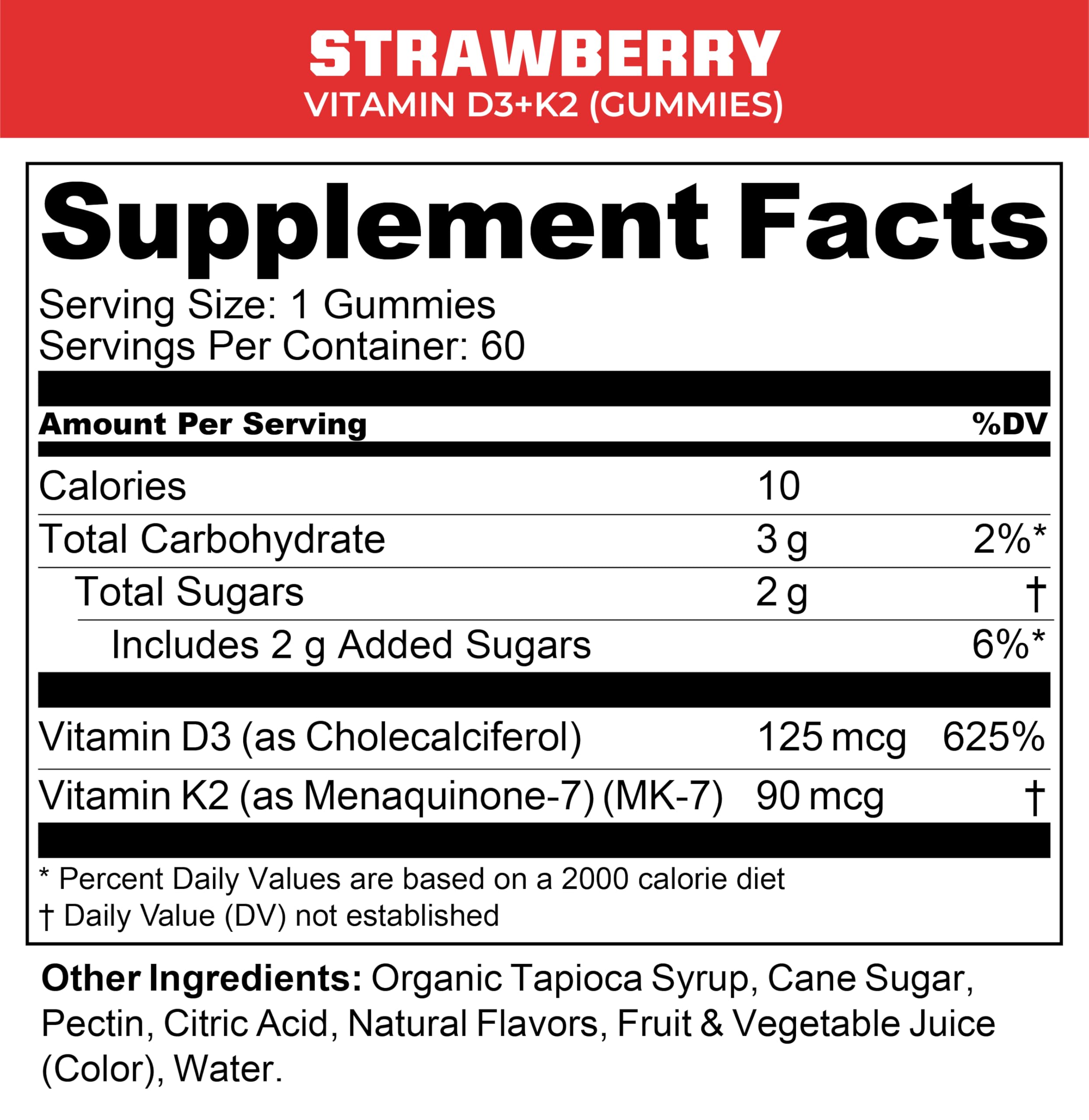 MTN OPS Vitamin D3 K2 Gummies gummy close-up highlights strawberry flavor and soft texture.