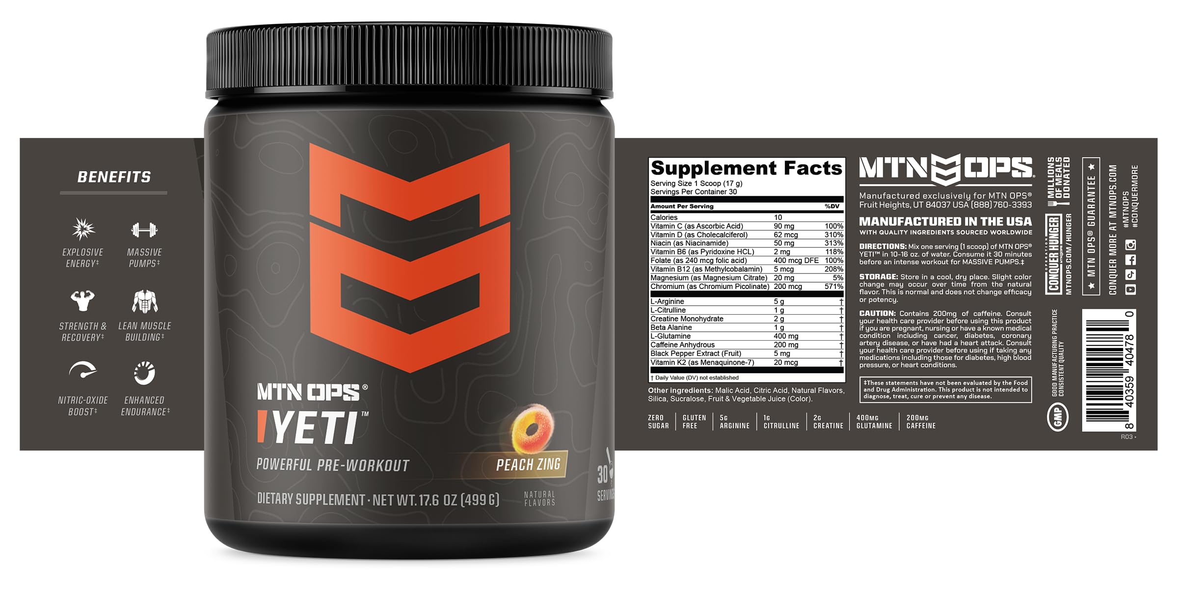 MTN OPS Yeti packaging showing paleo-friendly labeling and clean ingredients