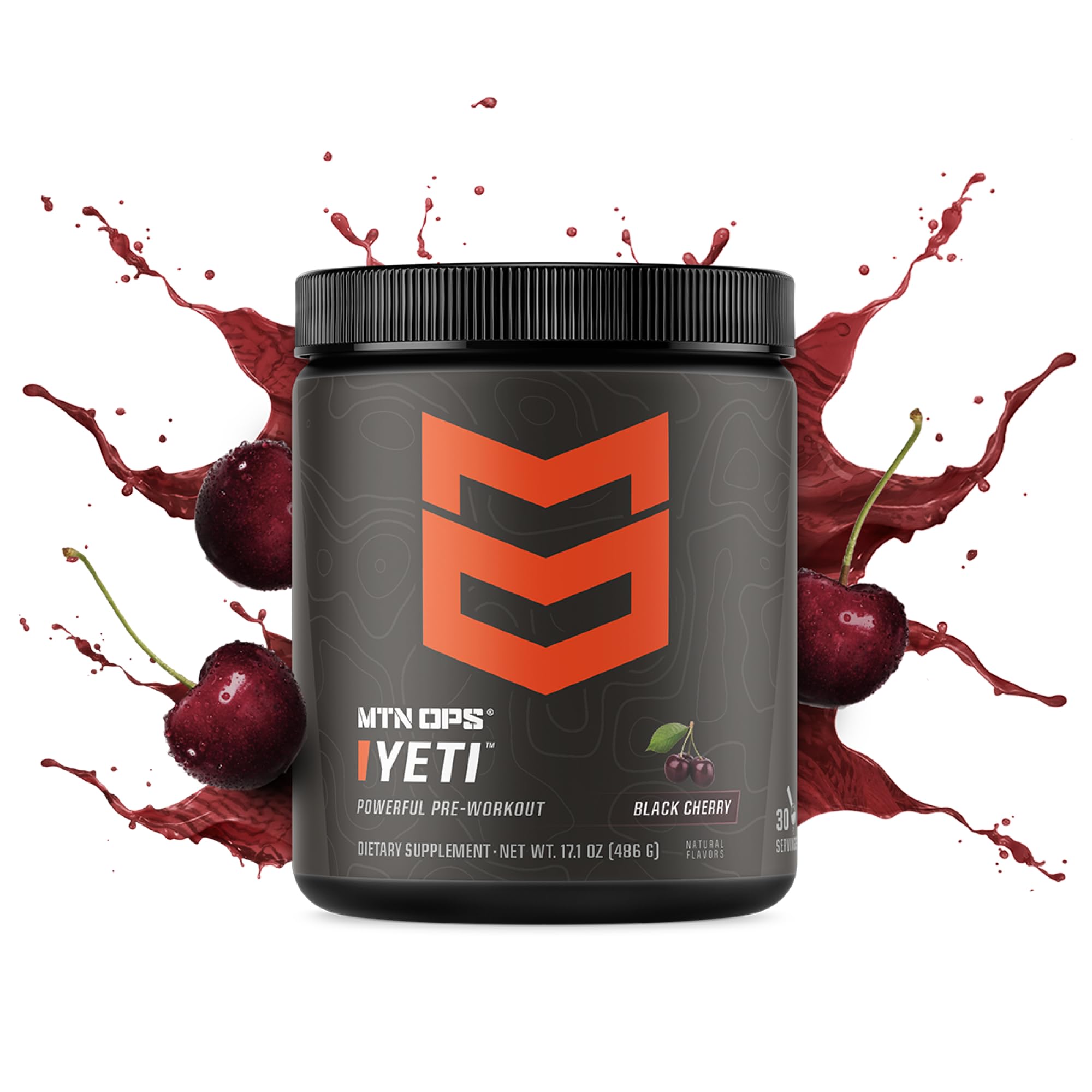 MTN OPS YETI powder scoop in tub for easy dosing during workouts