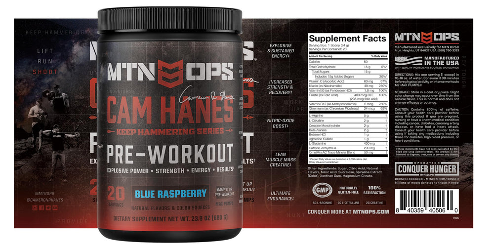 Blue Raspberry MTN OPS Yeti packaging on a shelf