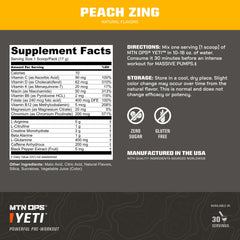 MTN OPS Yeti powder bottle with caffeine-focused label for boosted focus