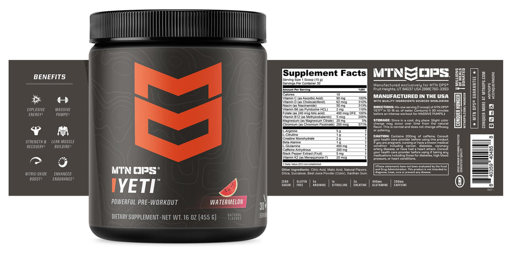 MTN OPS Yeti watermelon flavor scene in gym setting