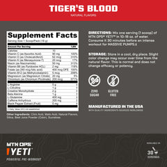 MTN OPS Yeti pre-workout scoop measuring for precise serving and steady energy.