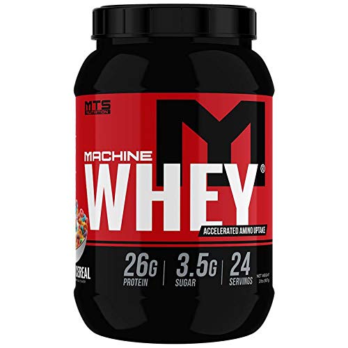 MTS Machine Whey Protein Powder, Fruit Cereal flavor, ideal for post-workout shakes and lean muscle support.