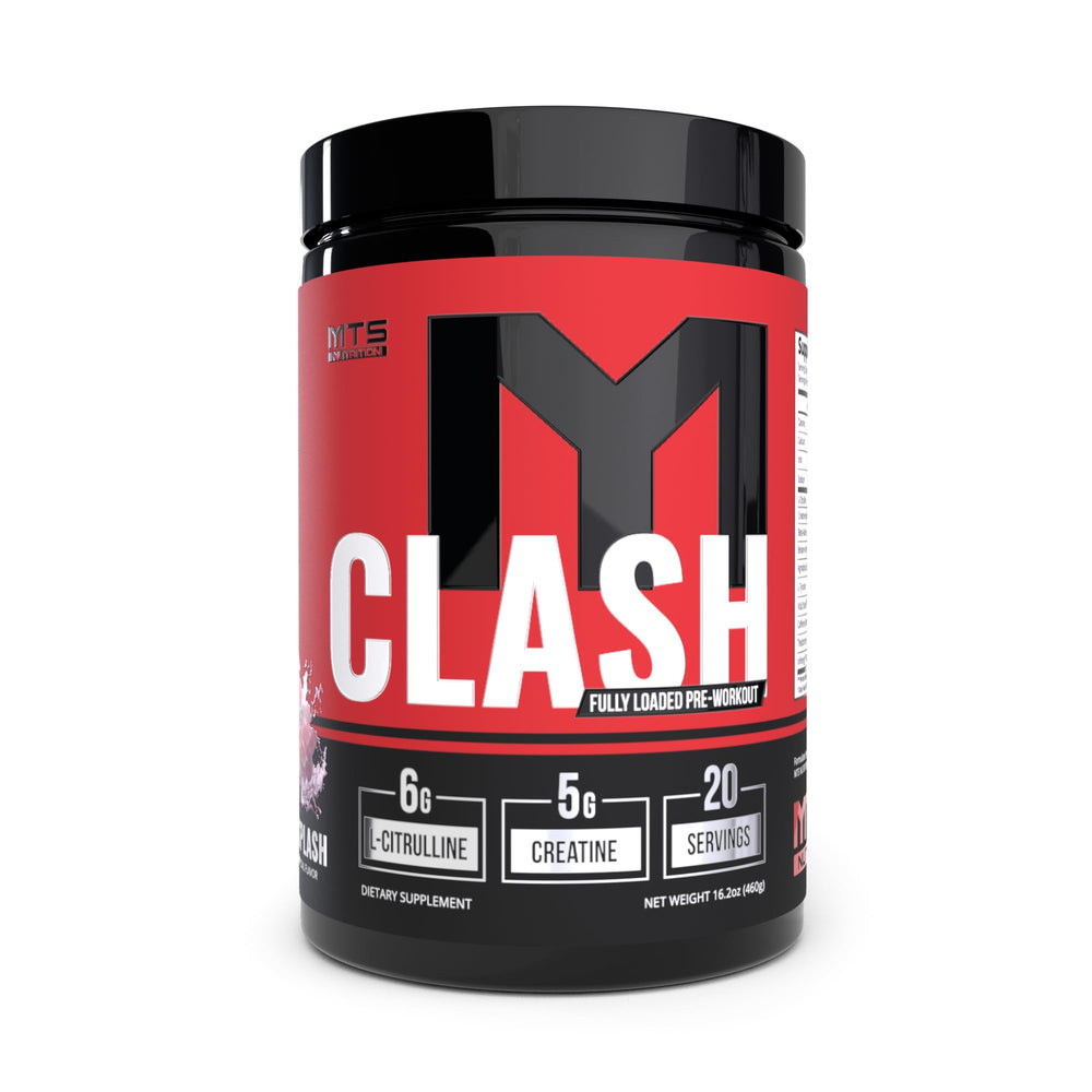 MTS Nutrition Clash Grape Splash powder tub ready for a clean energy boost