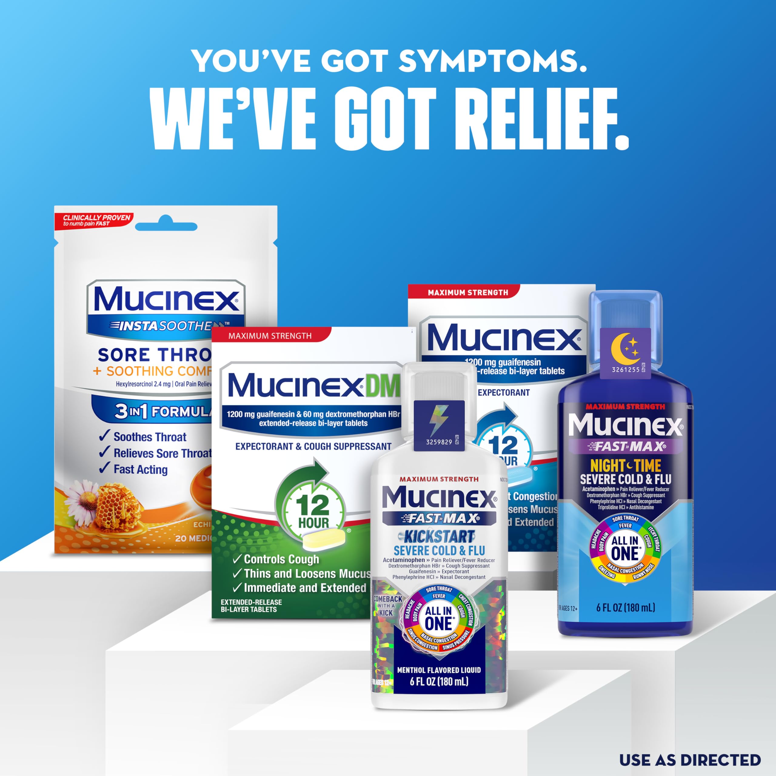 Mucinex 12 Hour dosage chart on box.