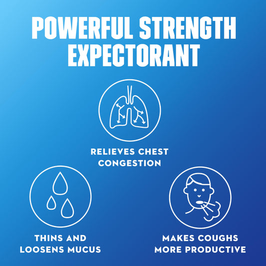 Mucinex 12-hour bottle side view highlights the two-layer release formula.