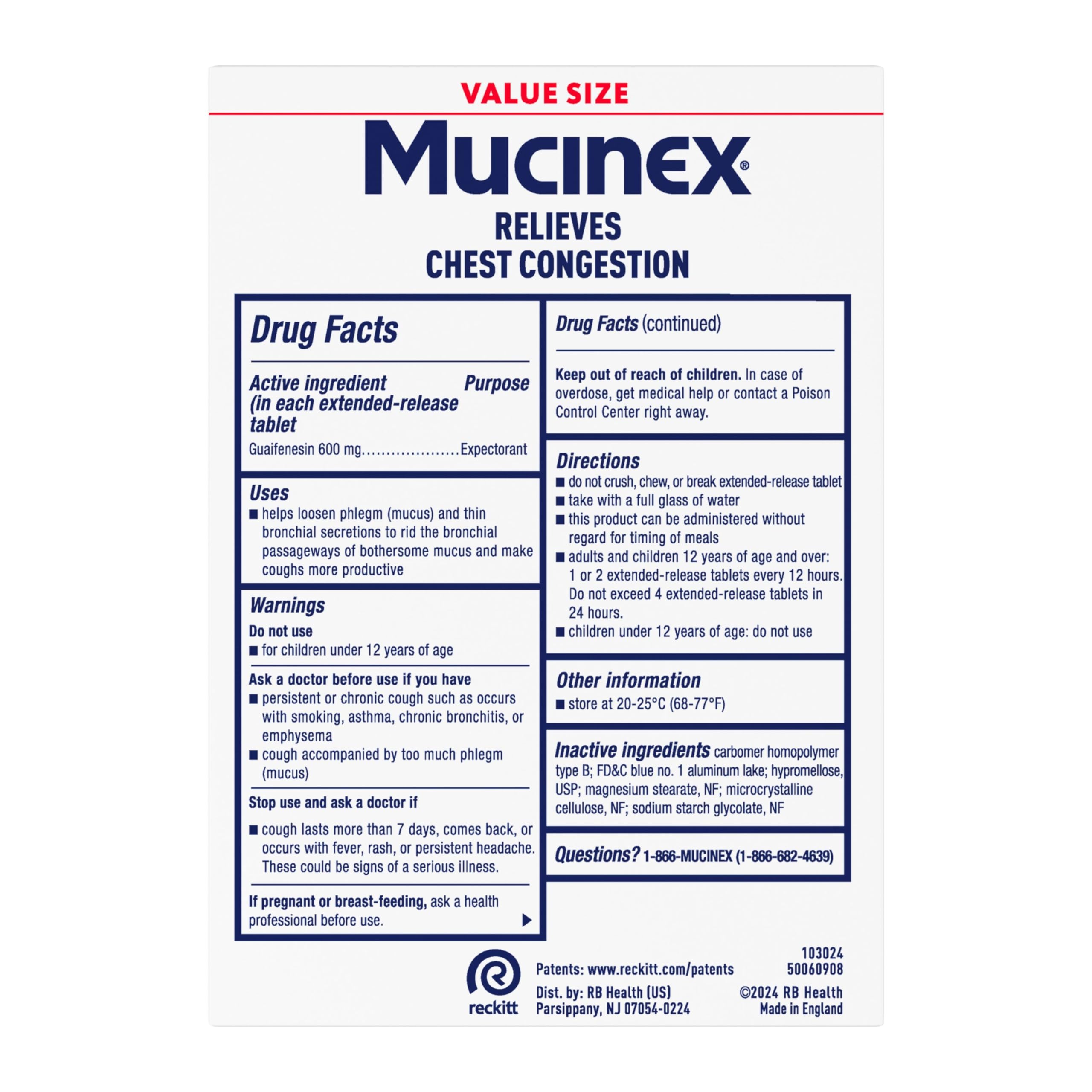 Mucinex 12 Hour visual guide on packaging.