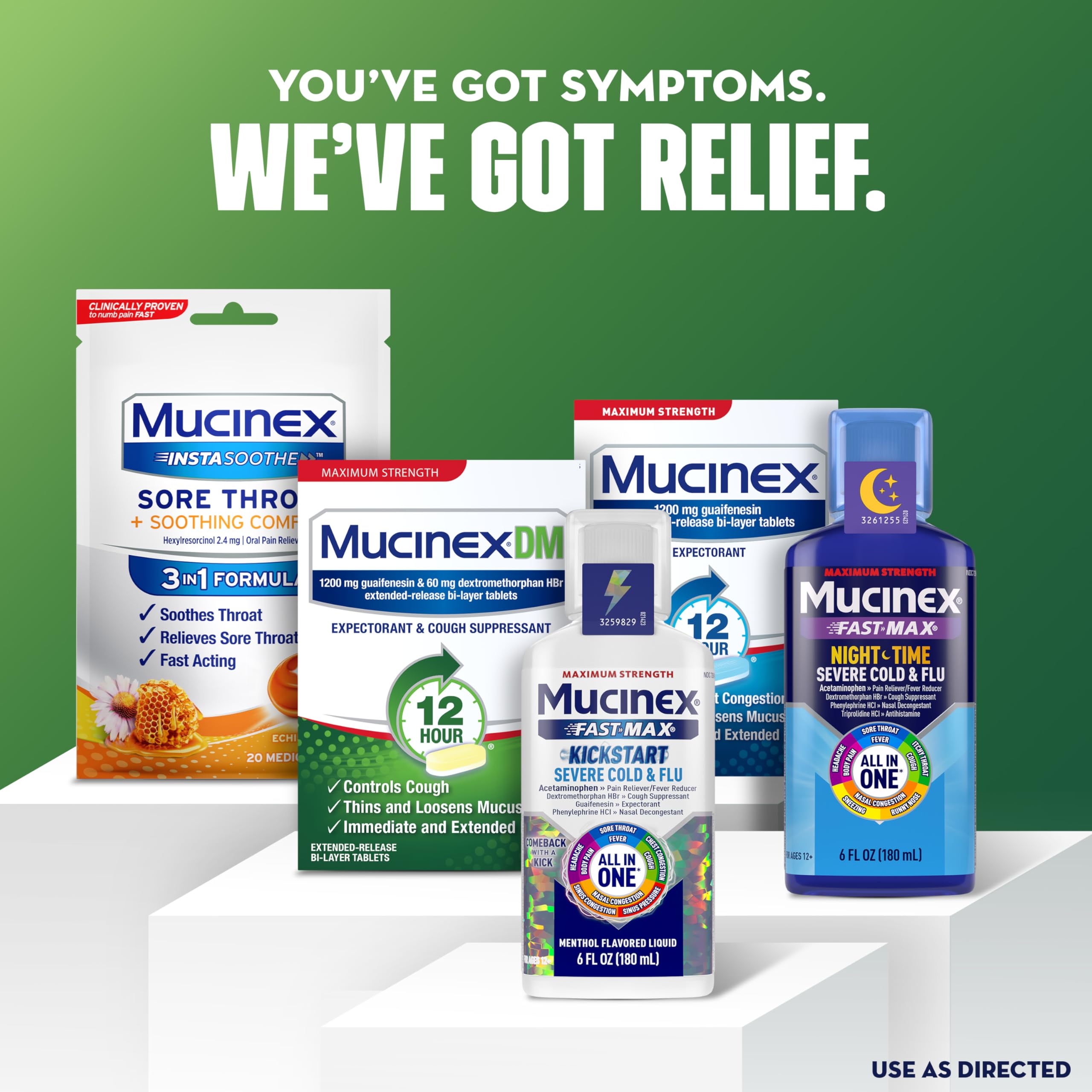Mucinex DM 12hr cap close-up and dosage hint.