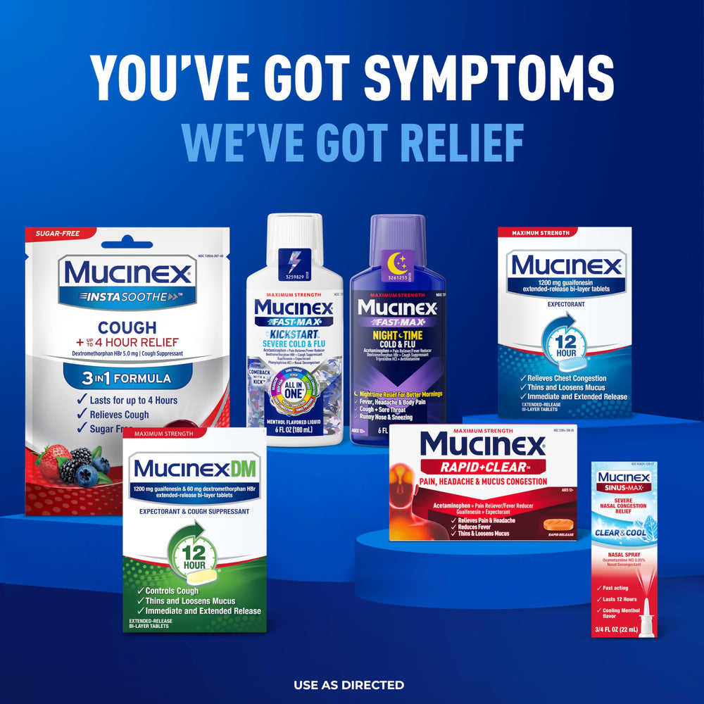40-count bottle of Mucinex Rapid Clear designed for adult use.