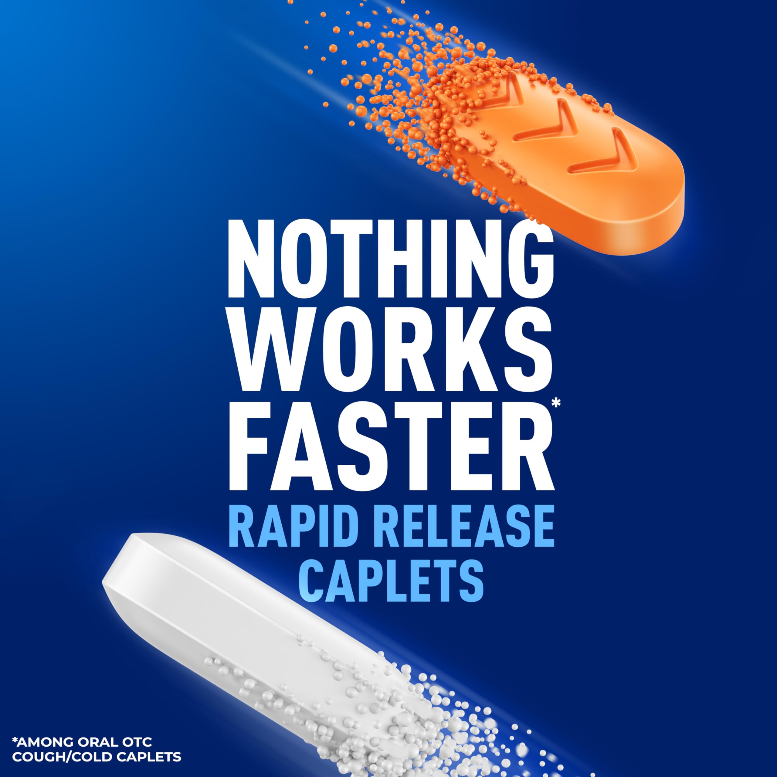 Nighttime caplets with dextromethorphan and antihistamine shown for nighttime symptom relief.