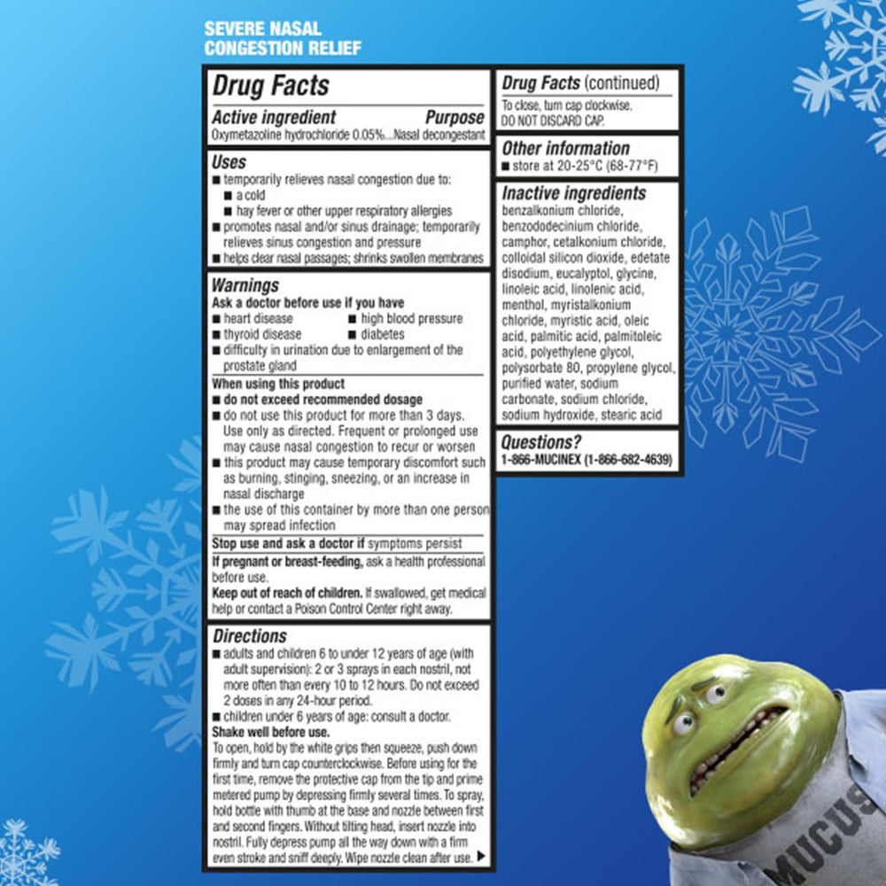 Mucinex Sinus-Max nasal spray demonstrates up to 12-hour relief from congestion.