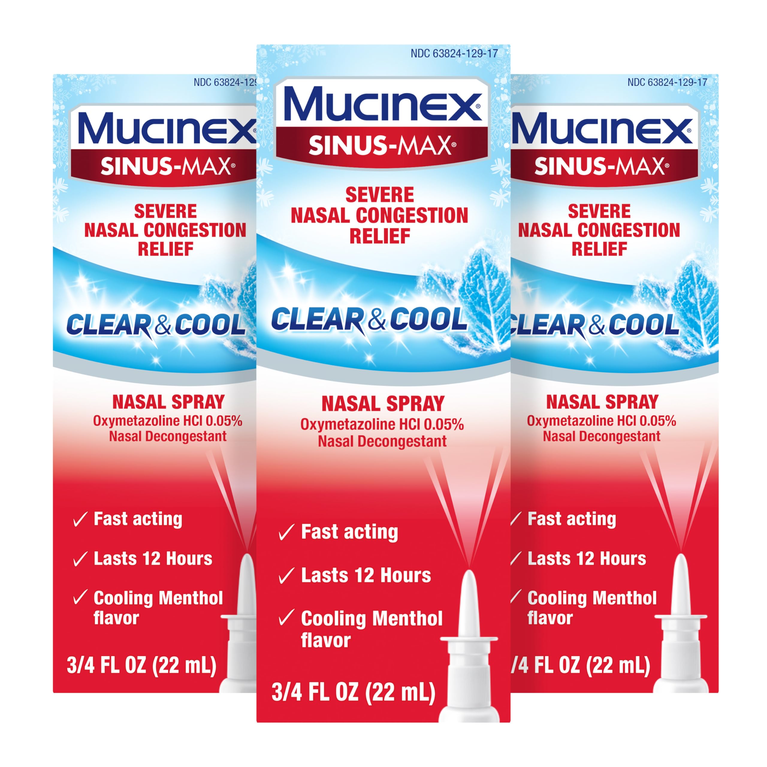 Mucinex Sinus-Max nasal spray bottle front view for quick congestion relief
