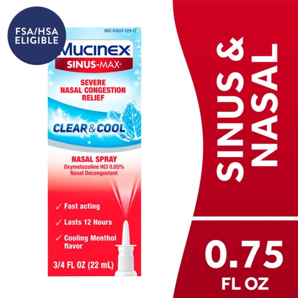 Mucinex Sinus-Max severe nasal mist dispensing for quick congestion relief.