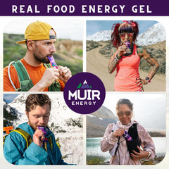 Muir Slow Burn gel being squeezed from pack for on-the-go fueling.