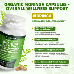 Mulittea Moringa Capsules with turmeric and ginger for daily wellness.