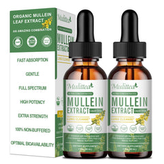 Mulittea Mullein Drops bottle for daily respiratory and digestive support.