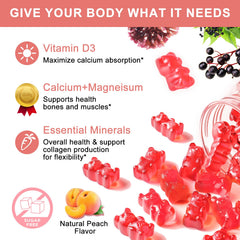 Mulittea Plan Calcium Gummies bottle with D3 and zinc labels for daily support.