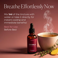 Ingredients collage showing turmeric, ginger, cinnamon and raw honey with Mullein Exhale Drops.
