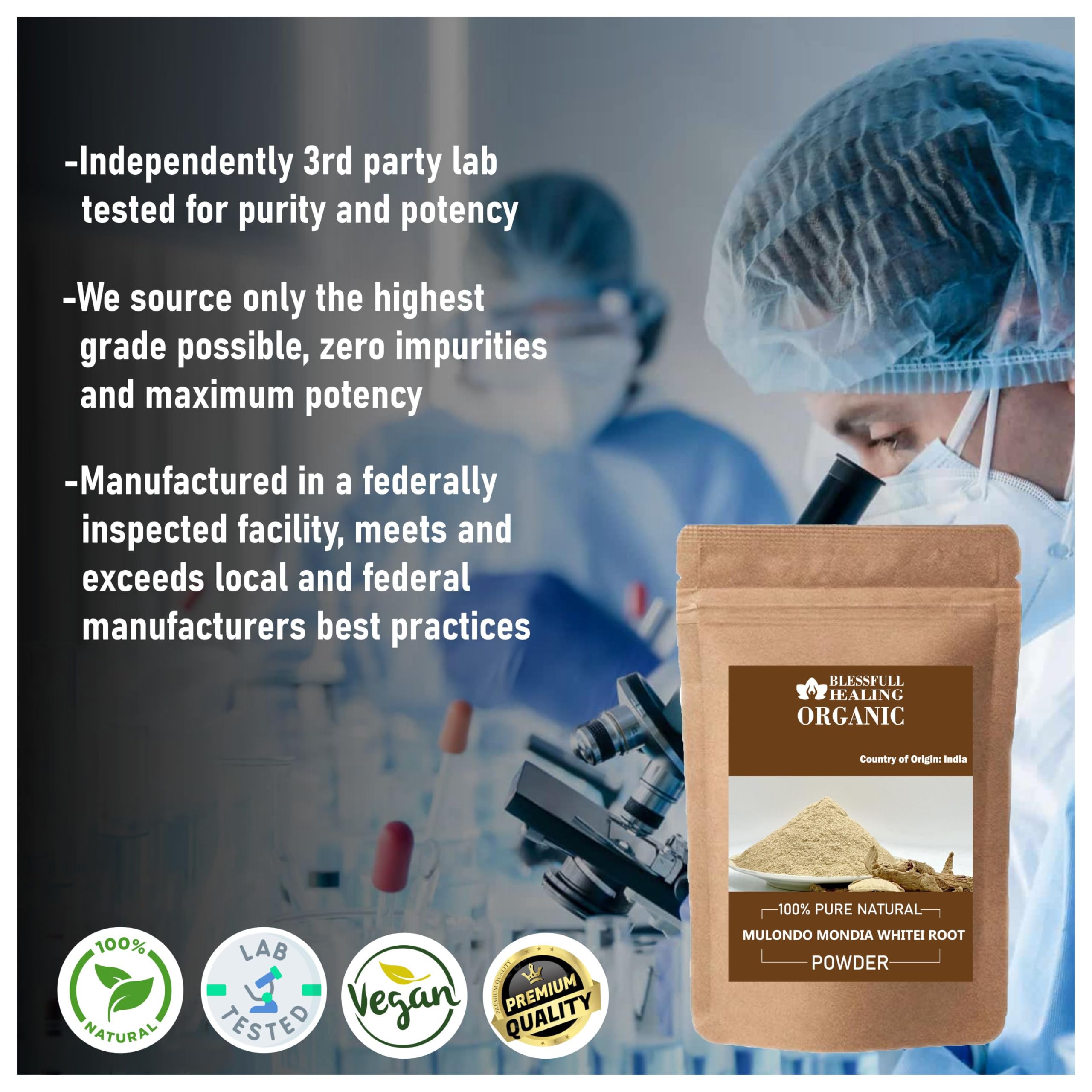 Fine Mulondo Mondia Whitei powder texture in close view