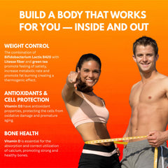 MultiBlue Probiotic Fit B-420 label showcases strain for balanced gut health.