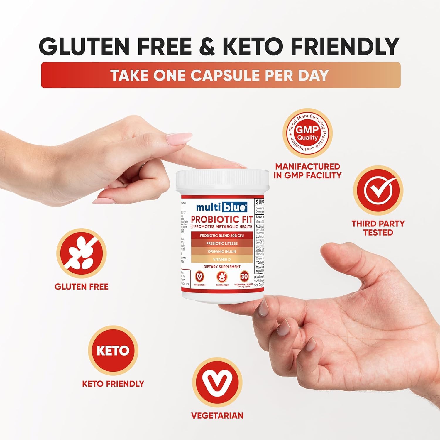 MultiBlue Probiotic Fit vitamin D3 inclusion promotes everyday wellness.