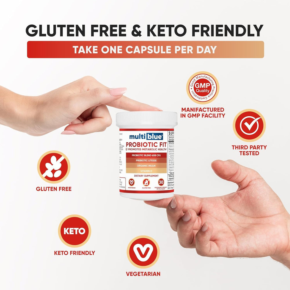 MultiBlue Probiotic Fit vitamin D3 inclusion promotes everyday wellness.