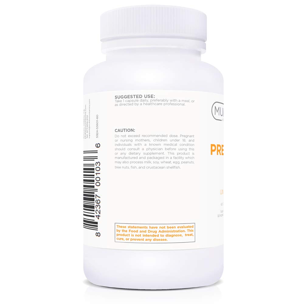 Multiform Vitamins Prebiotics packaging label shows non-GMO, GMP-certified production