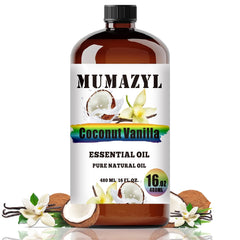 MUMAZYL Coconut Vanilla Oil bottle in 16oz size for diffusers and DIY projects.
