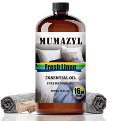 MUMAZYL Fresh Linen essential oil bottle in amber glass for diffuser use
