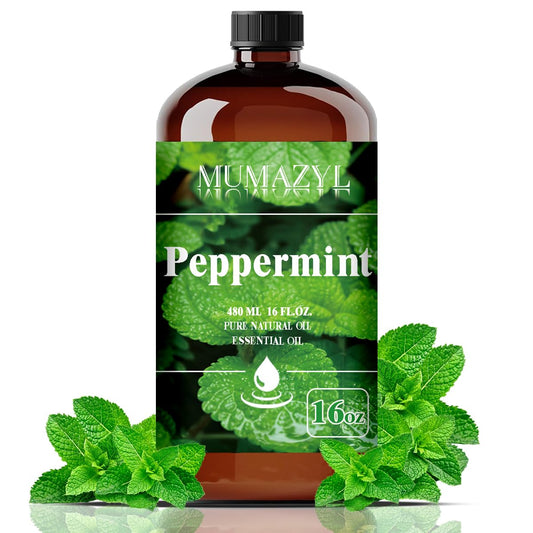 MUMAZYL peppermint oil bottle 16oz in amber glass preserves freshness