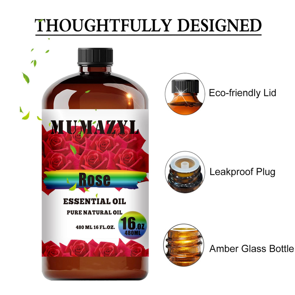 MUMAZYL Rose Oil 16oz bottle ready for aroma diffusion and DIY projects.
