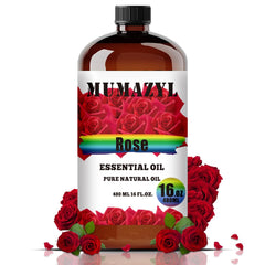 MUMAZYL Rose Oil 16oz bottle in amber glass preserves potency for diffusers.