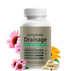 MUPUFU Lymphatic Drainage Capsules bottle on counter, supports healthy lymph flow