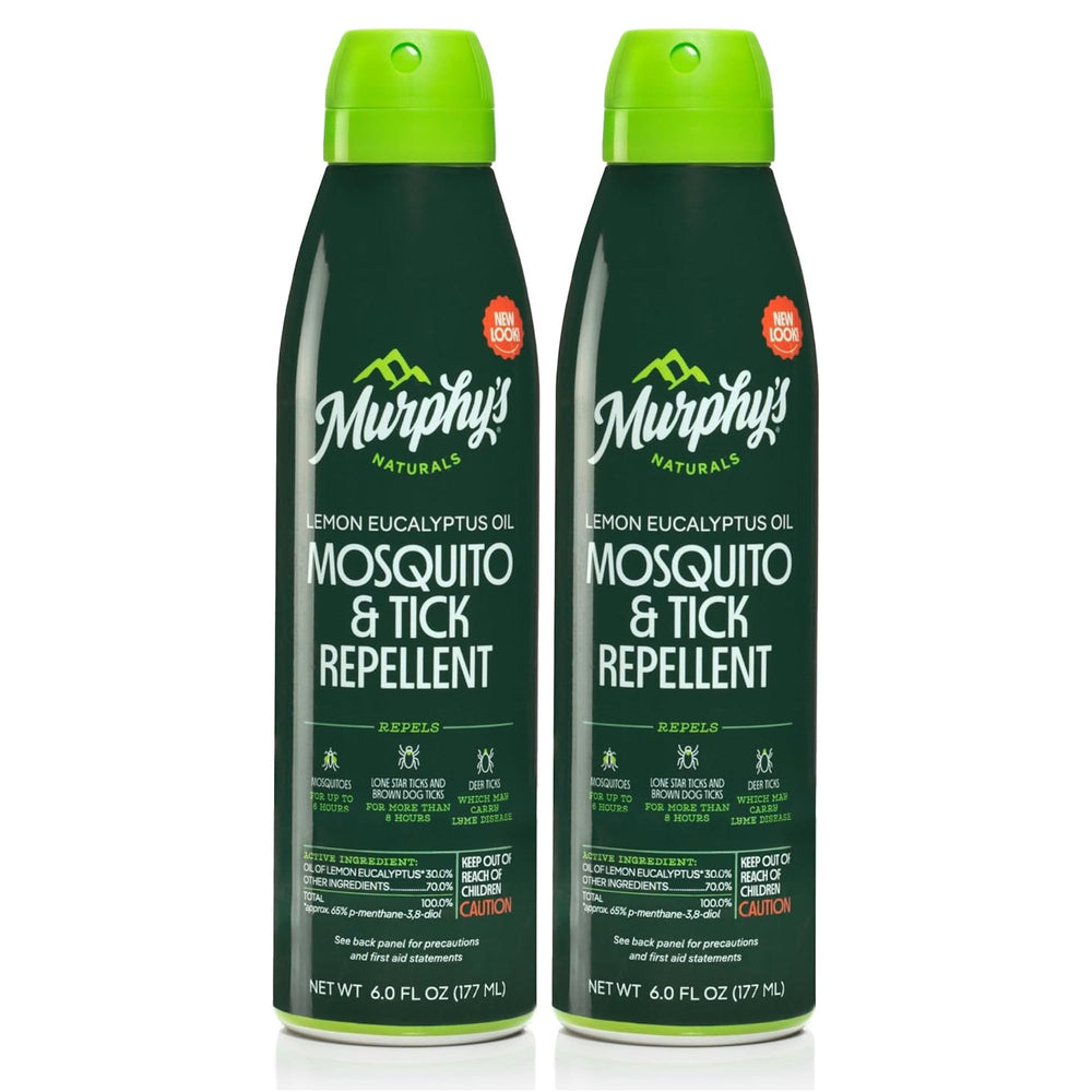 Murphy's Naturals mosquito and tick spray bottle shown for outdoor protection and easy use.