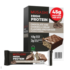 Musashi high protein bar packaging, ideal for on-the-go fueling during workouts