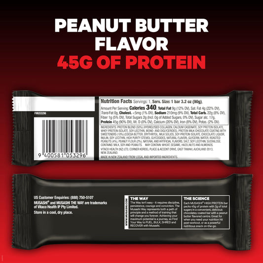 MUSASHI High Protein Bar cross-section shows rich center, ideal post-workout recovery fueling