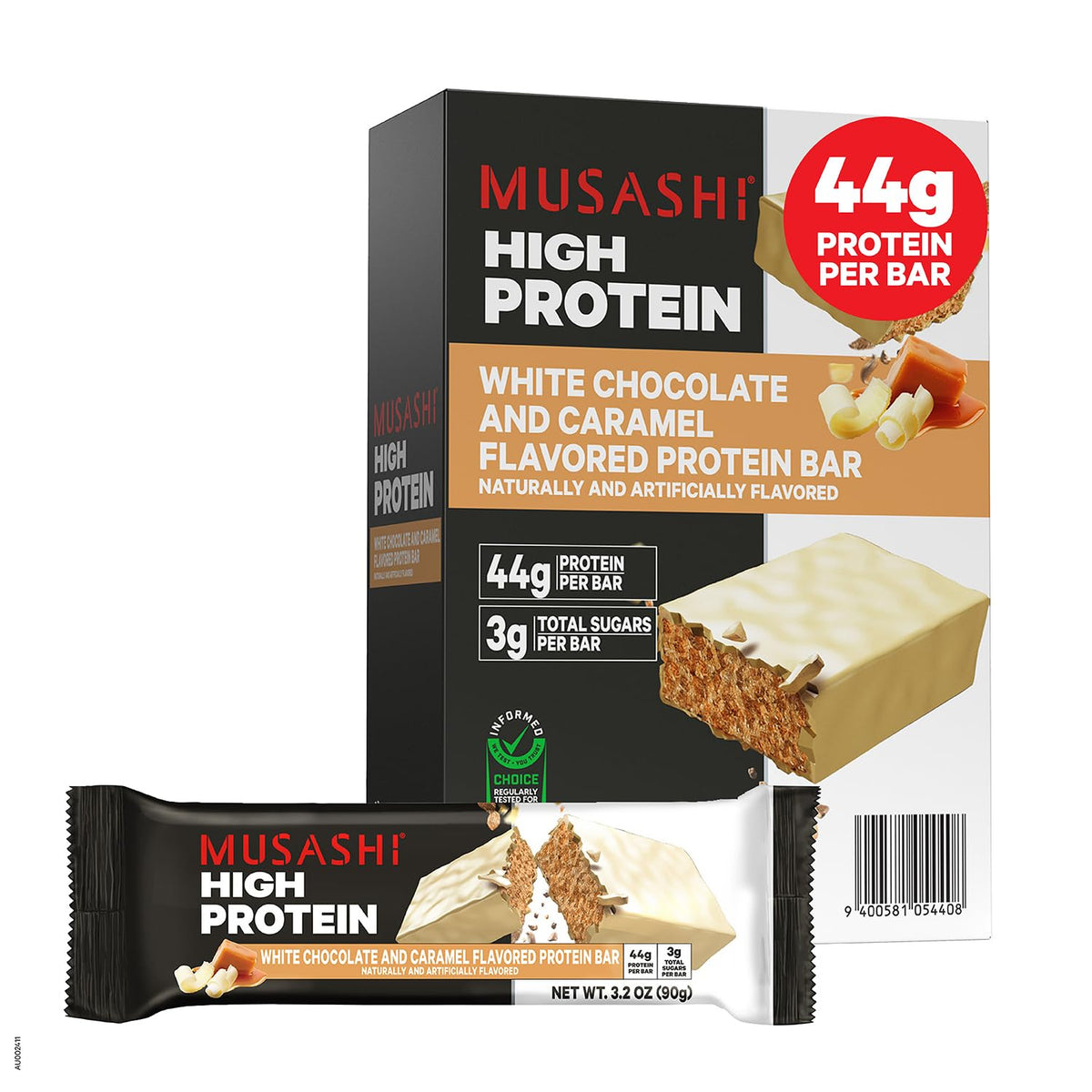 MUSASHI High Protein Bar front-pack highlighting post-workout fueling.