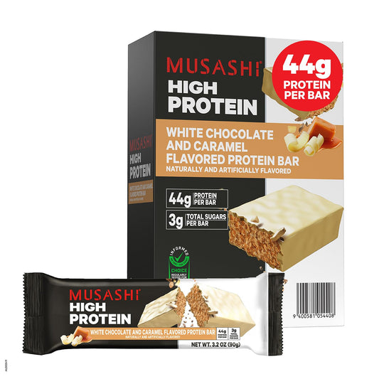 MUSASHI High Protein Bar front-pack highlighting post-workout fueling.