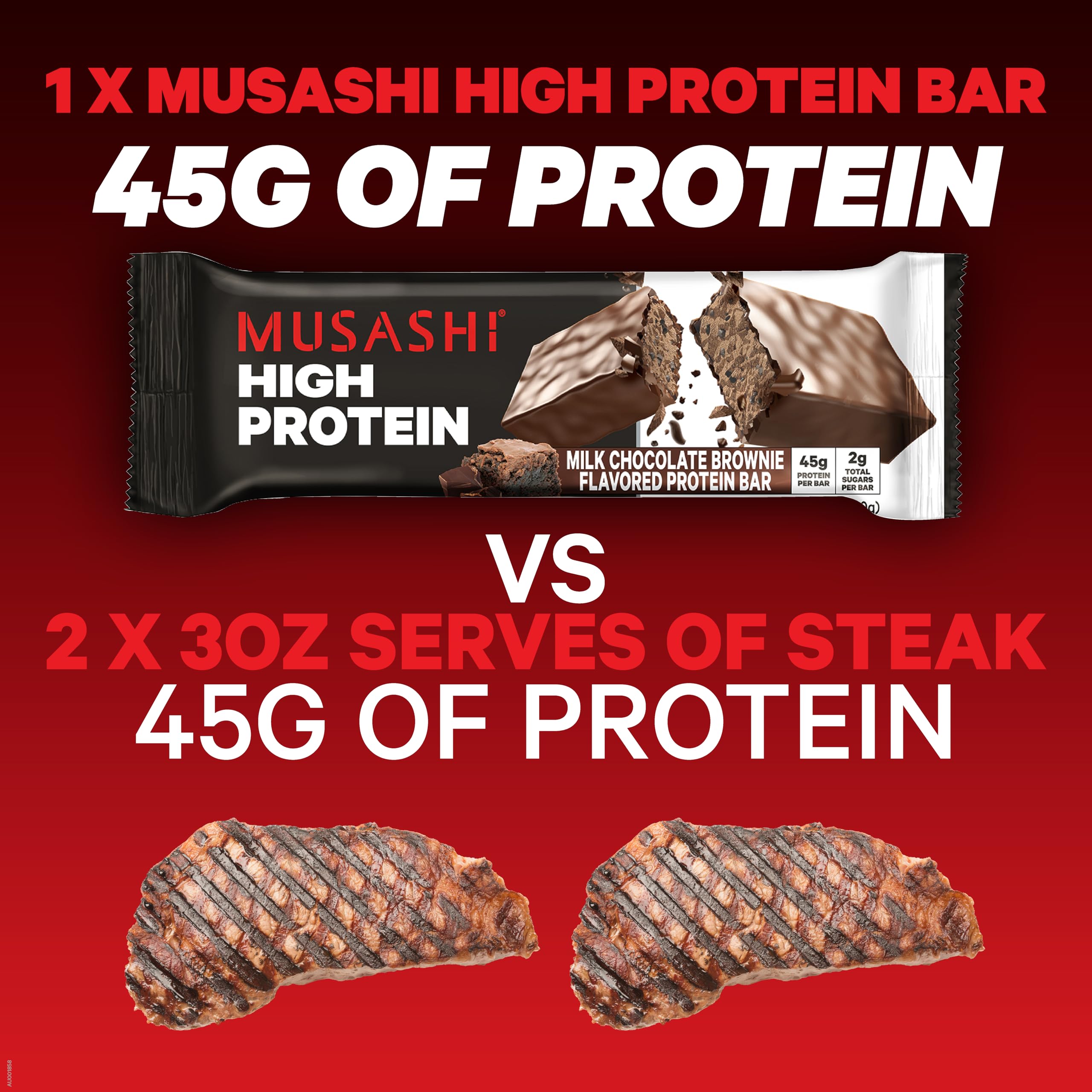 Musashi high-protein bar post-workout ready snack on the go.