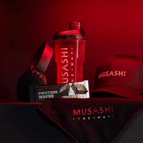 Musashi high-protein bar premium ingredients closeup including whey protein isolate.
