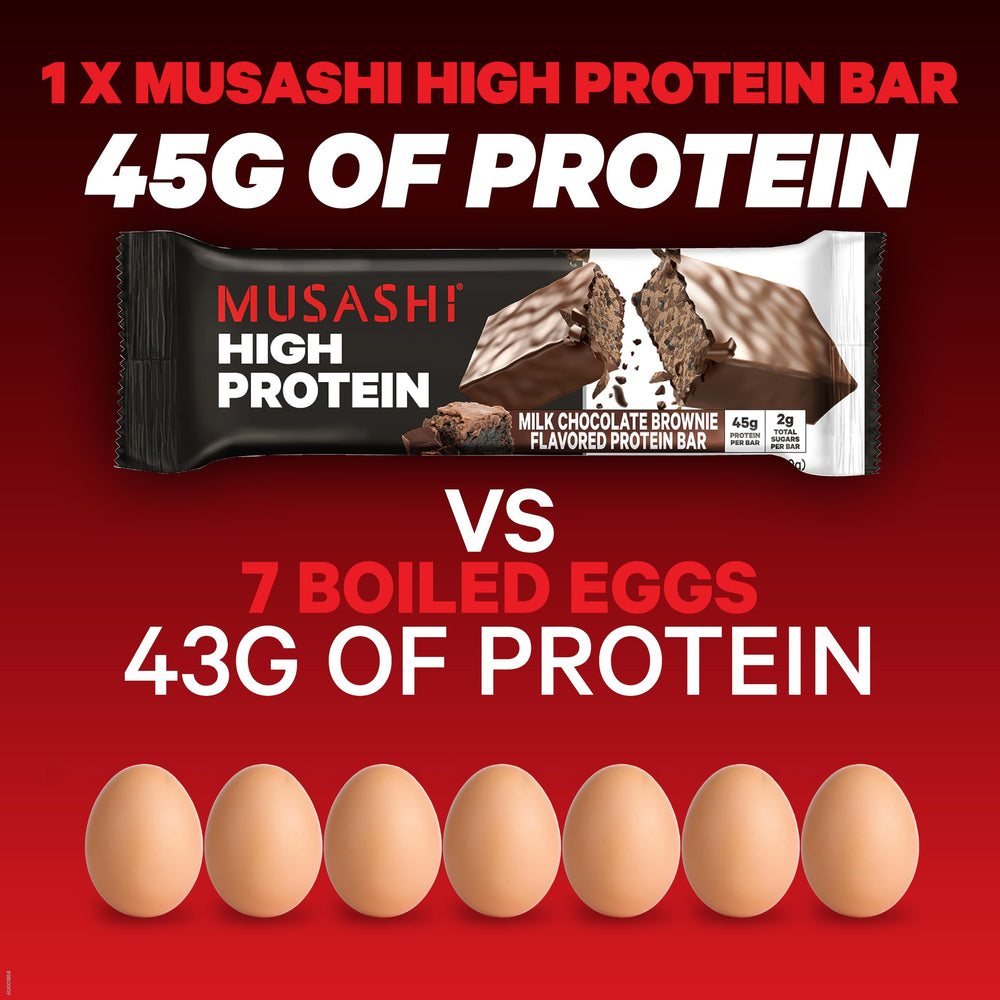 Musashi high-protein bar travel pack display for convenient fueling.