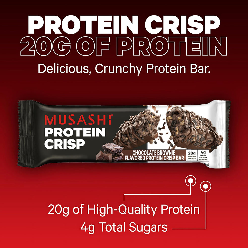 Cross-section of MUSASHI Protein Crisp Bar showing crisp texture and protein core