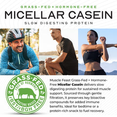 Muscle Feast casein bottle label-front showcases natural ingredients and purity
