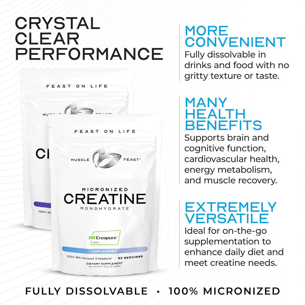 Muscle Feast Creapure blue raspberry label shows purity and quality.